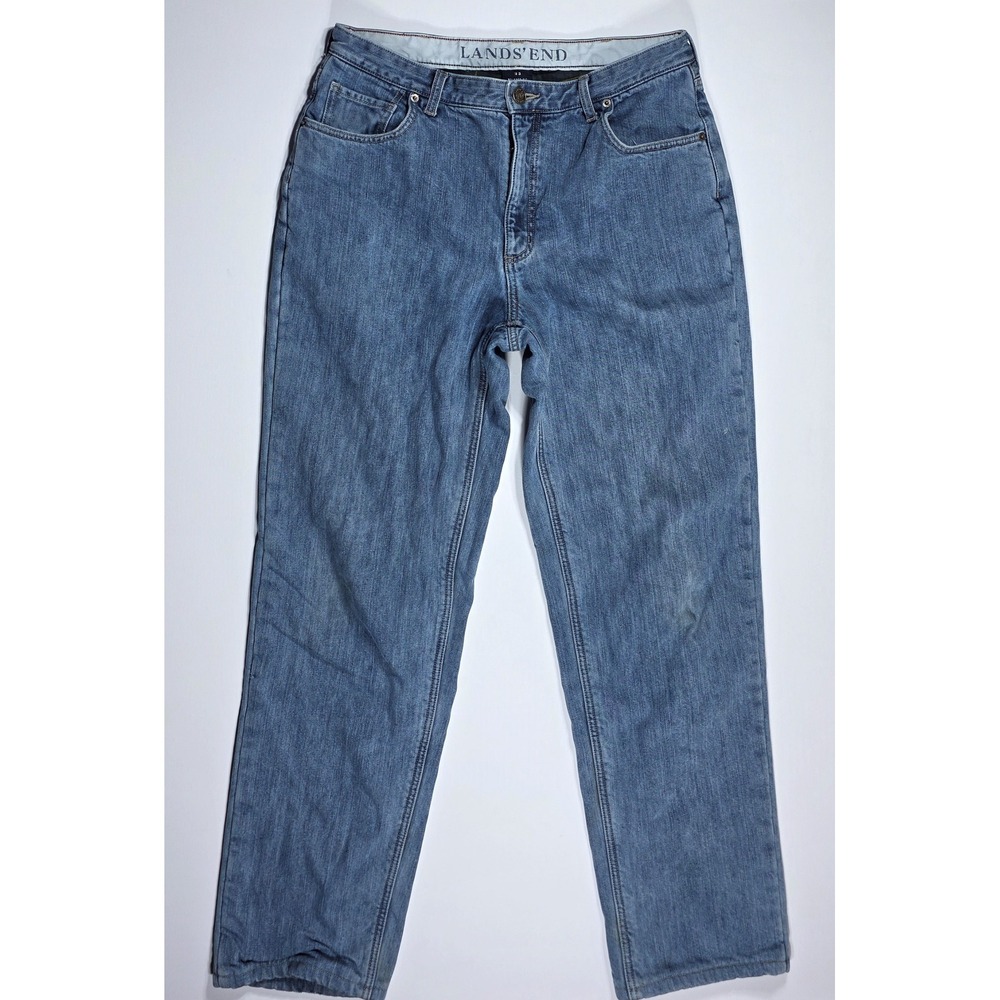 Lands End Flannel Lined Relaxed Fit Tapered Leg Jeans Men's 33x32